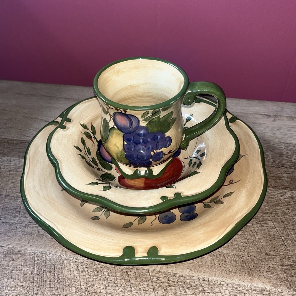 Home Trends Discontinued Granada 3 Piece Set, Large Plate Bowl & Mug